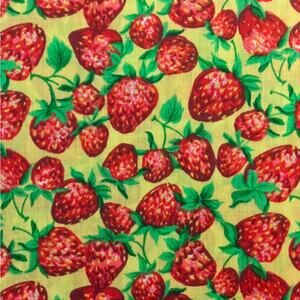 Vintage Strawberry Print Cotton Fabric – 3.5 Yards – Quilting & Sewing Material